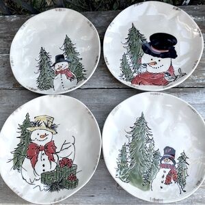 Eli + Ana artisan Snowman handmade ceramics pottery Christmas Plate